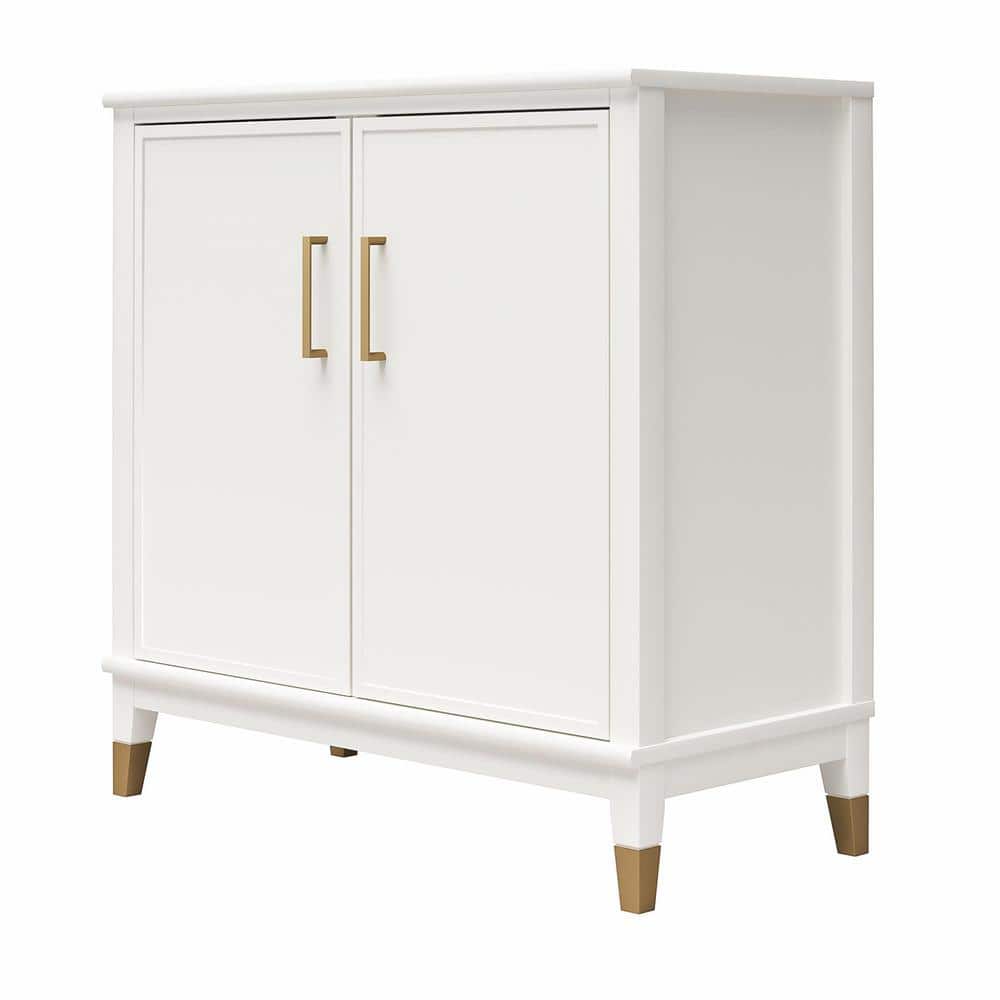White MDF 2-Door Accent Cabinet with Adjustable Shelving