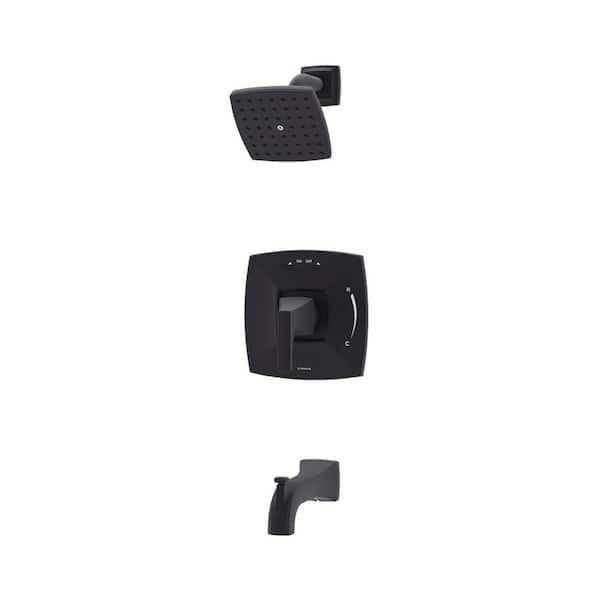Symmons Oak HydroMersion Single Handle Tub and Shower Faucet Trim Kit in Matte Black 1.5 GPM (Valve Not Included)