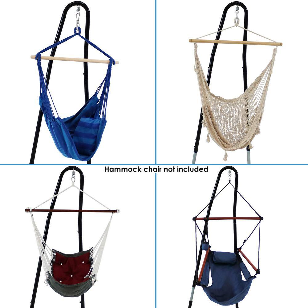 Adjustable Black Powder-Coated Steel Hammock Chair Stand
