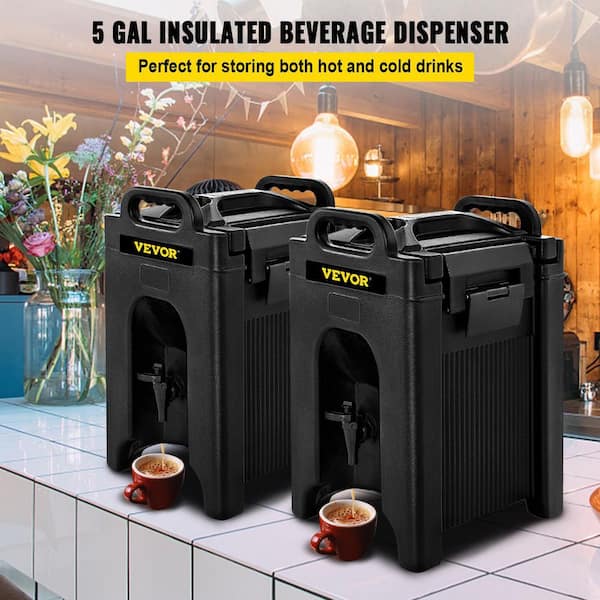 Black Insulated Beverage Dispenser 10 Gal Beverage Server Hot and Cold  Drink Dispenser, 2 PCS
