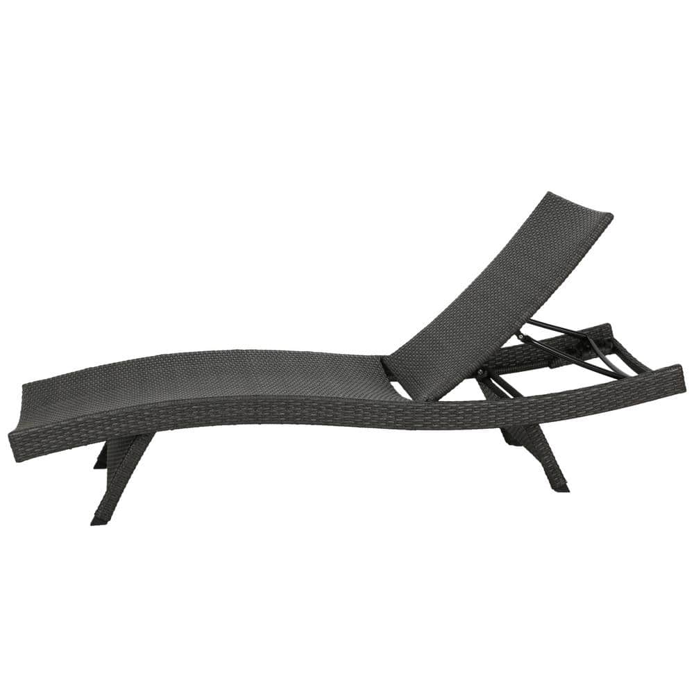 Gray Wicker Adjustable Outdoor Chaise Lounge Chair