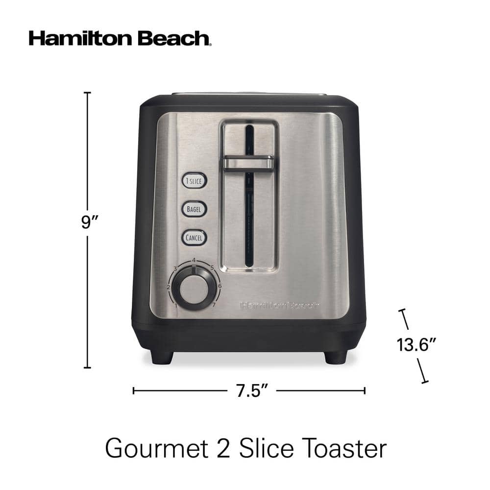 Matte Black and Stainless Steel 2-Slice Long Slot Toaster