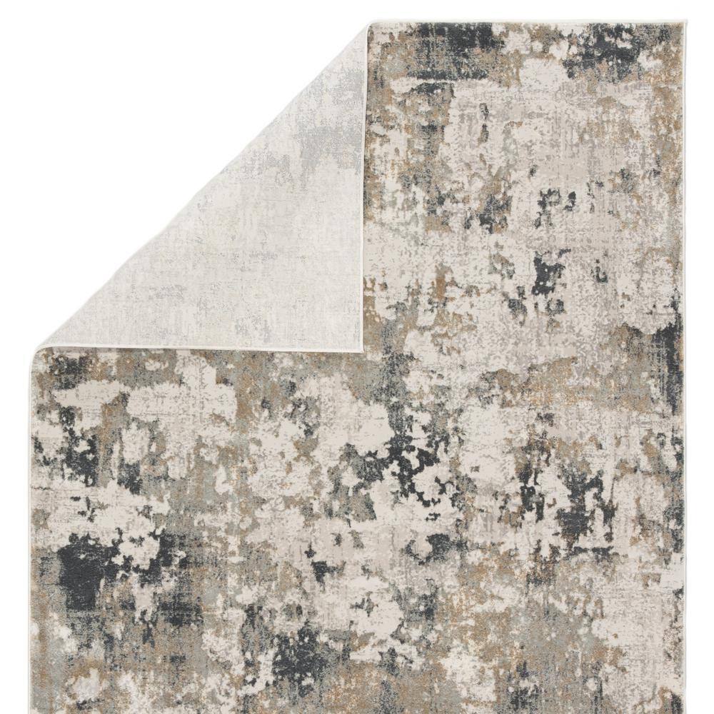 Gray and Ivory Abstract 9' x 12' Viscose Area Rug