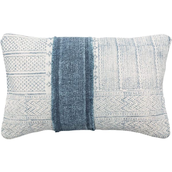 Livabliss Culpeper Navy Striped Polyester 22 in. x 14 in. Throw Pillow