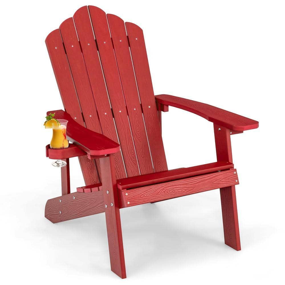 ANGELES HOME Patio Plastic Slate Adirondack Chair With Cup Holder In   Plastic Adirondack Chairs Mnml 82020 64 1000 