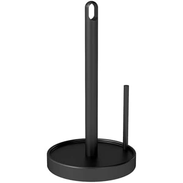 Countertop Mount Matte Black Paper Towel Holder Stand with Weighted Base Portable Handle for Kitchen Bathroom