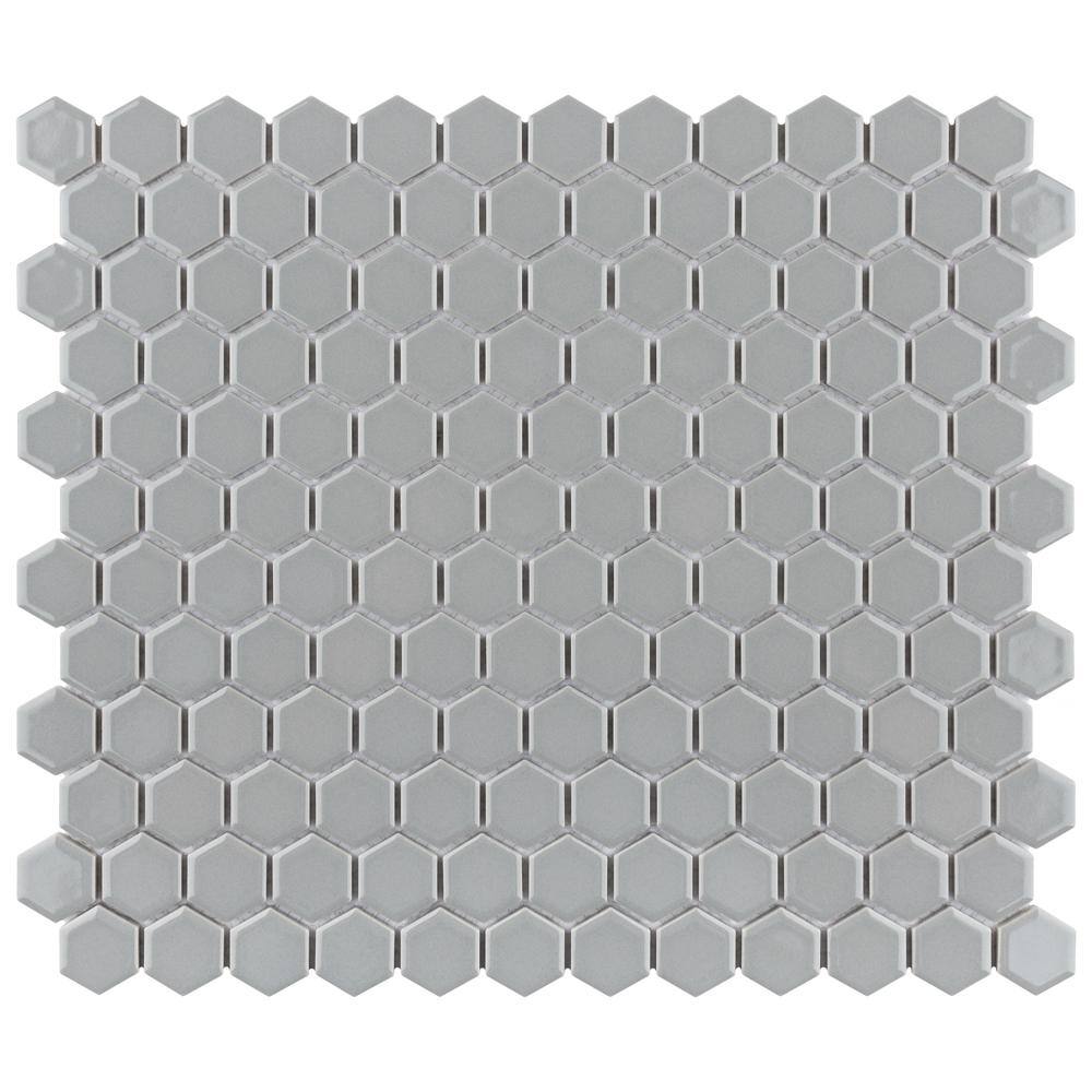 muracnタープHEXA ULTRA GLAY Merola Tile Metro 1 in. Hex Glossy Light Grey 10-1/4 in. x