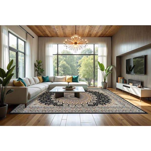 Lawrence Navy 7 ft. x 10 ft. Indoor Area Rug