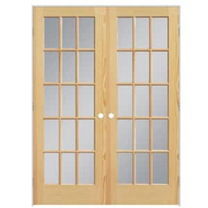 Builders Choice 60 in. x 80 in. 15-Lite Clear Wood Pine Prehung Interior French  Door HDCP151550 - The Home Depot