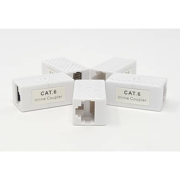 Micro Connectors, Inc Cat6 Ethernet Coupler UL Listed in White (5-Pack)  C20-110L6W-5 - The Home Depot