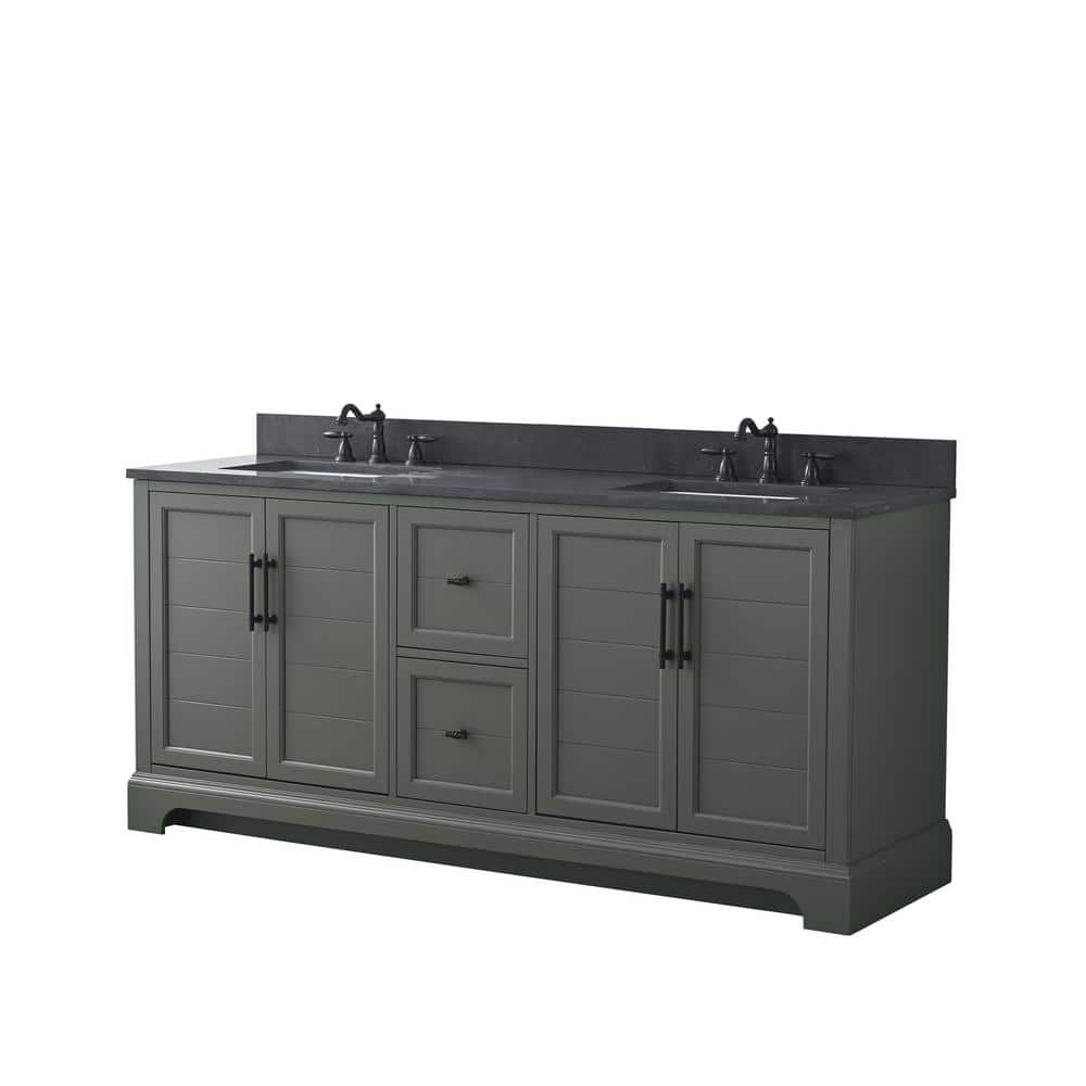 Vintage Green 72" Double Sink Bathroom Vanity with Stone Top