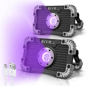 Black Rechargeable Outdoor No Powered UV LED Light (2-Pack)