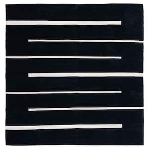 Montauk Black/Ivory 6 ft. x 6 ft. Geometric Lines Square Area Rug