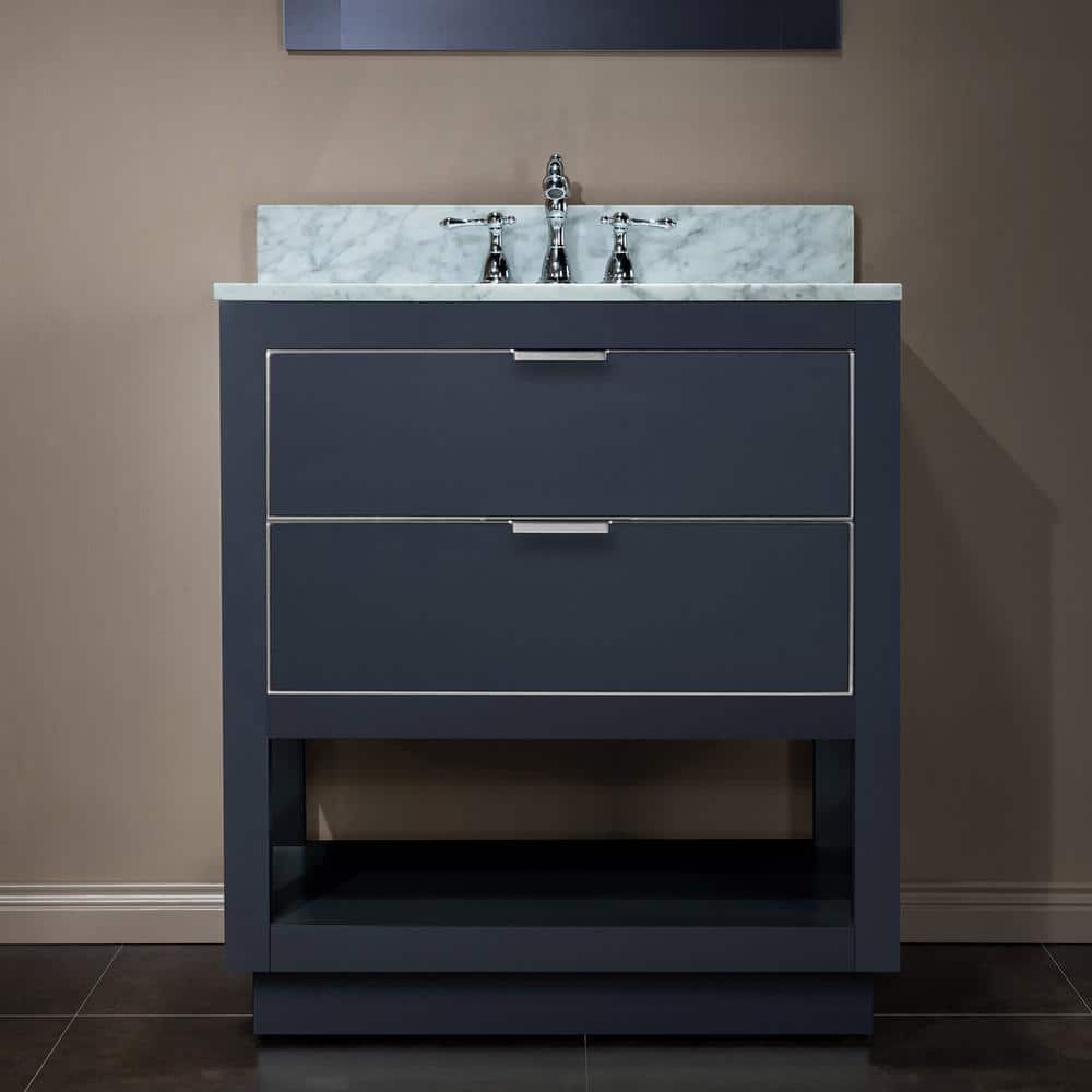 WOODBRIDGE Venice 31 in.W x 22 in.D x 38 in.H Bath Vanity in Gray with Marble Vanity Top in