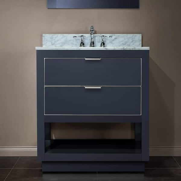 WOODBRIDGE Venice 31 in.W x 22 in.D x 38 in.H Bath Vanity in Gray with Marble Vanity Top in White with White Sink