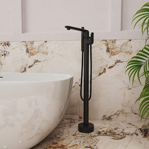 Single-Handle Freestanding Tub Faucet with Handheld Shower in Matte Black