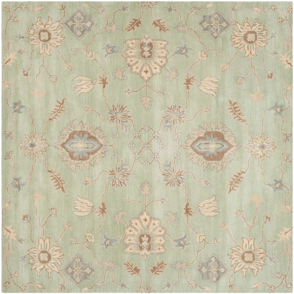 Square Rug Green SAFAVIEH Wyndham 7 ft. x 7 ft. Light Green Abstract Floral Square Area ...