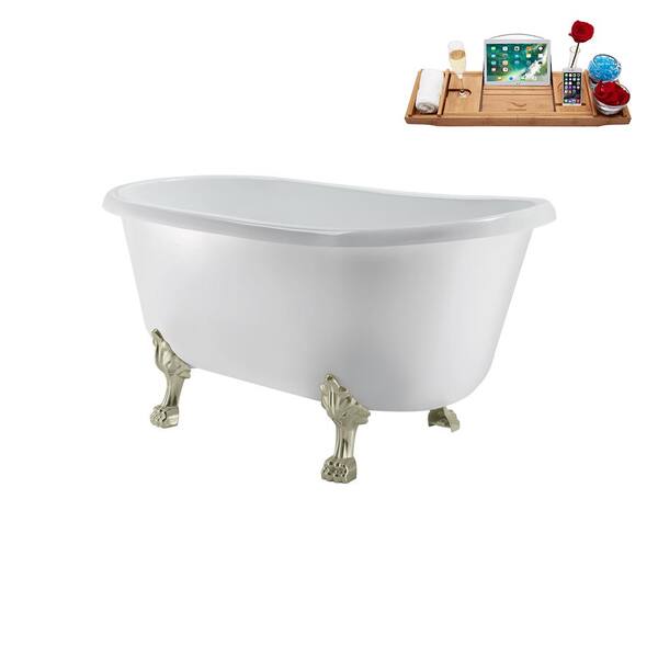 Streamline 57 in. Acrylic Clawfoot Non-Whirlpool Bathtub in Glossy