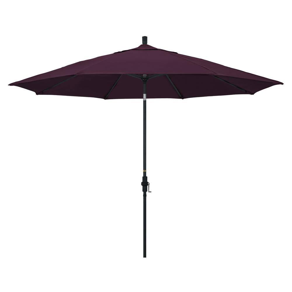 11 ft. Black Aluminum Market Patio Umbrella with Aluminum Ribs Collar Tilt Crank Lift in Purple Pacifica price history on PriceWatchPro