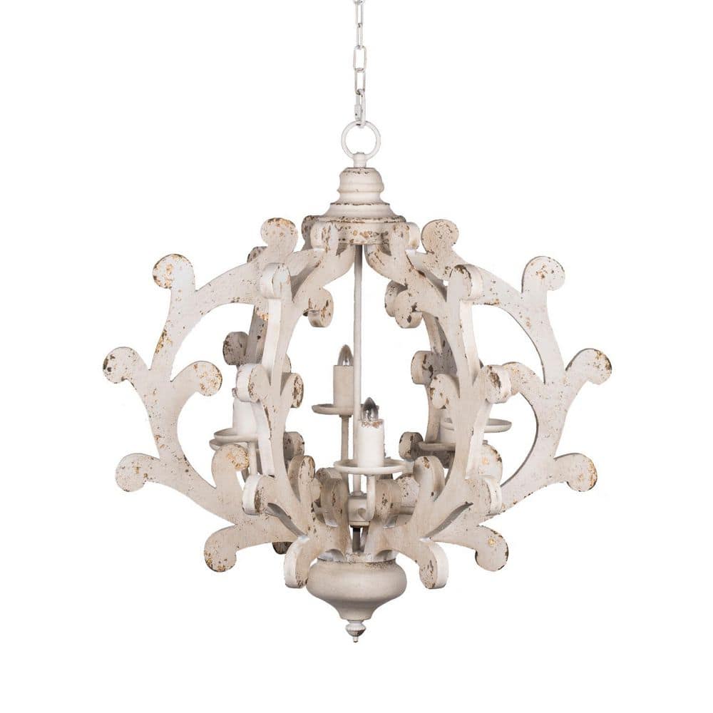 Country 6-Light White Weathered MDF Farmhouse Square Chandelier for Dining Room Kitchen with No Bulbs Included price history on PriceWatchPro