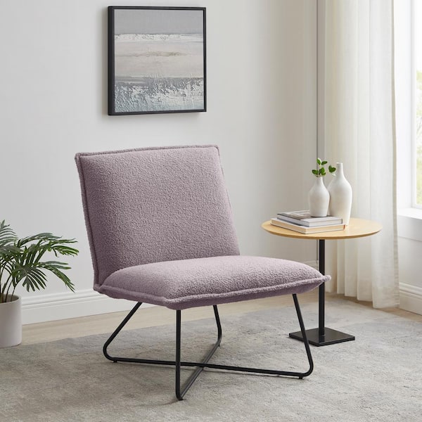 Linon Home Decor Sibley Grey Faux Sherpa Chair with Powder Coated