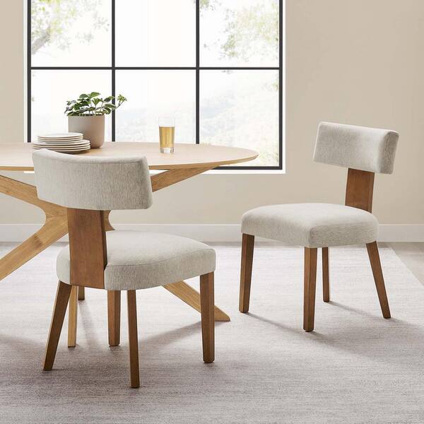 MODWAY Nalani Dining Chairs - Set of 2 in Heathered Weave Ivory Deep Brown