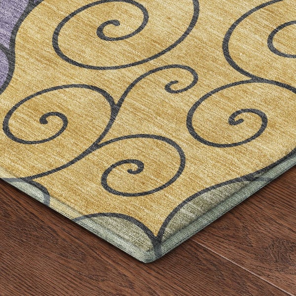 Mayfield Premium Machine Washable Abstract AMF2464 Plum 10 ft. x 14 ft. Area Rug