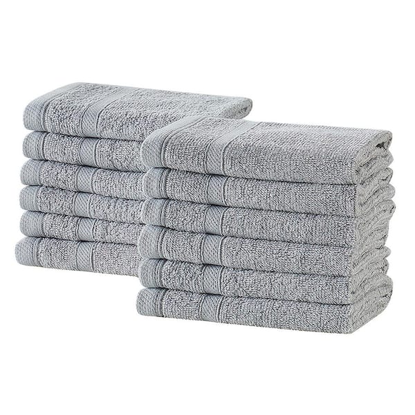Clorox White/Grey Antimicrobial Solid Cotton Kitchen Towel Set (2-Pack)
