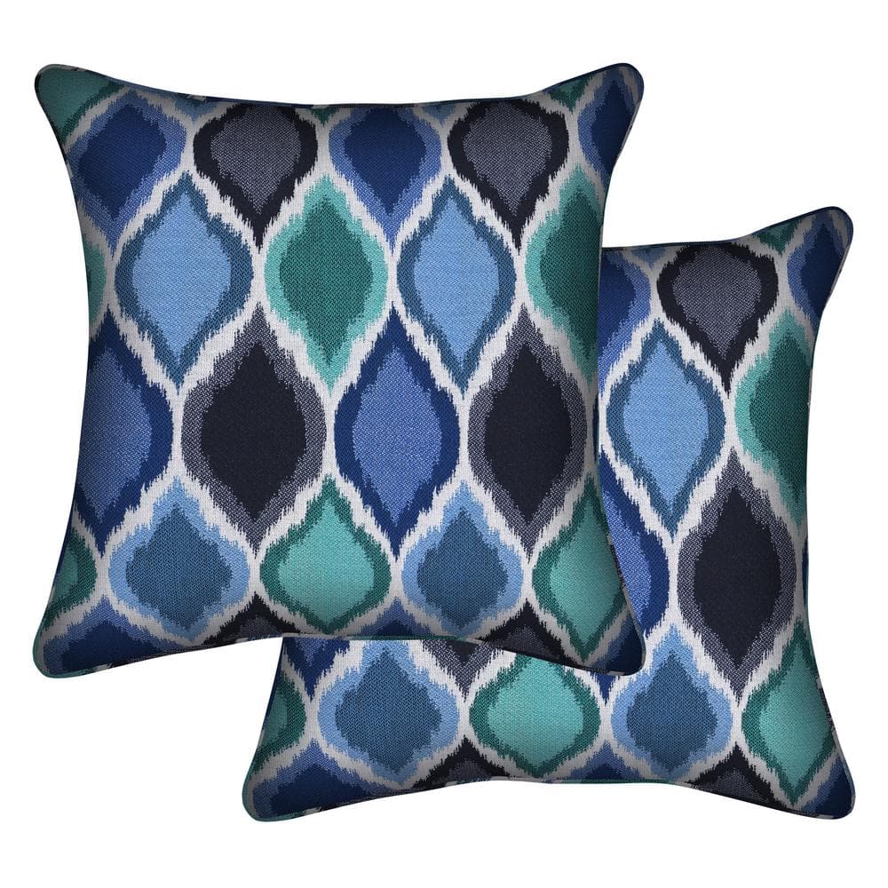 Outdoor Square Toss Pillow Sunbrella Empire Cobalt (Set of 2)