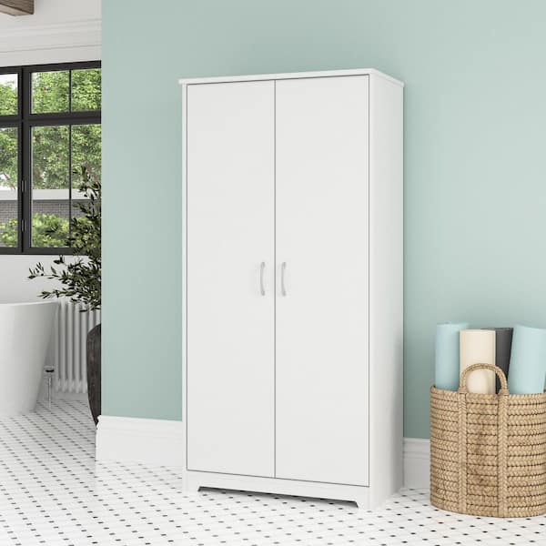 Bush Furniture Cabot White 60.94 in. Accent Storage Cabinet with Doors