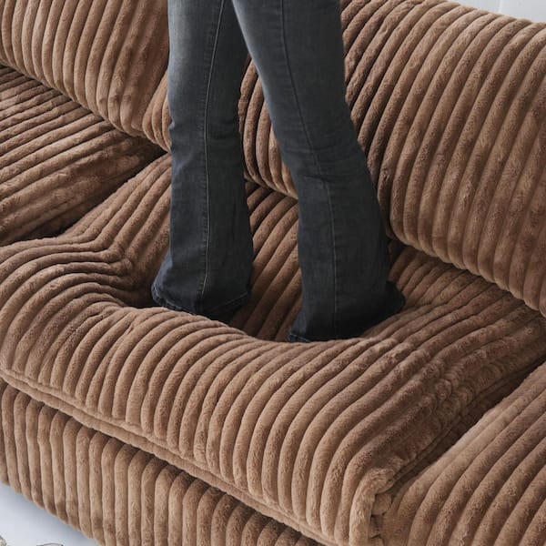 Lawson semi round カウチ Magic Home 157 in. Square Arm Soft Velvet L-Shaped Modular Sofa