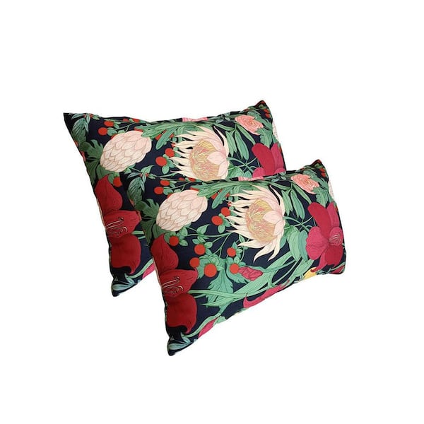 Unbranded 12x20 Inch Outdoor Lumbar Pillows,Waterproof Removable Cover with  Zipper Outdoor Pillows Set of for Patio,Black Floral AAB0F5NT1S9Y