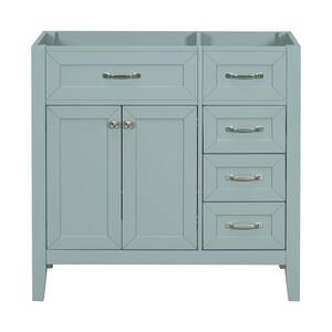 36 in. W x 18 in. D x 33 in. H Bath Vanity Cabinet Without Top in Green with 6 Drawers and Door Storage Shelf