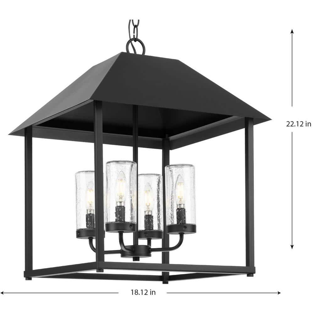 Chapel Black Glass Indoor/Outdoor Pendant Light