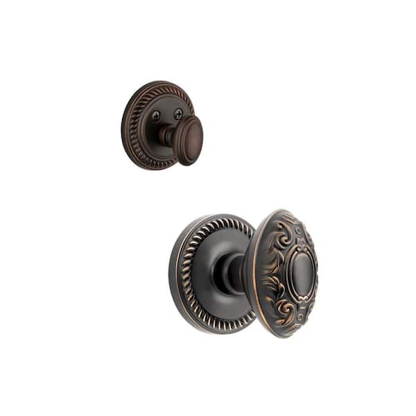 Grandeur Newport Single Cylinder Timeless Bronze Combo Pack Keyed Alike with Grande Victorian Knob and Matching Deadbolt