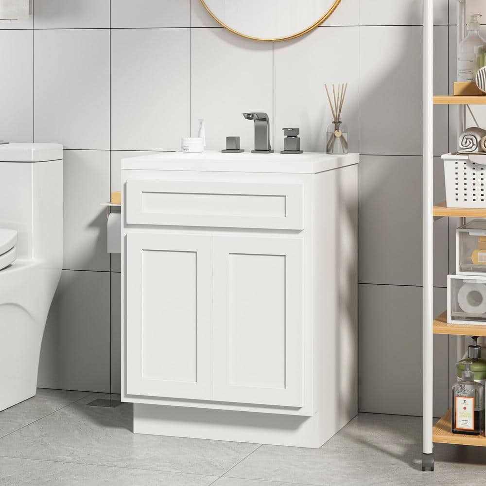 White Engineered Wood Double Door Vanity Cabinet