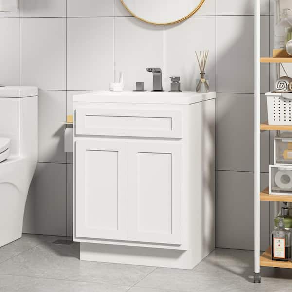 24 in. W x 21 in. D x 32.5 in. H 2-Doors Bath Vanity Cabinet Only in White