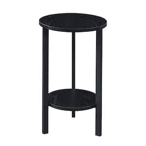 Graystone 23.75 in. H Black/Black Low Round Particle Board Indoor Plant Stand with 2-Tiers