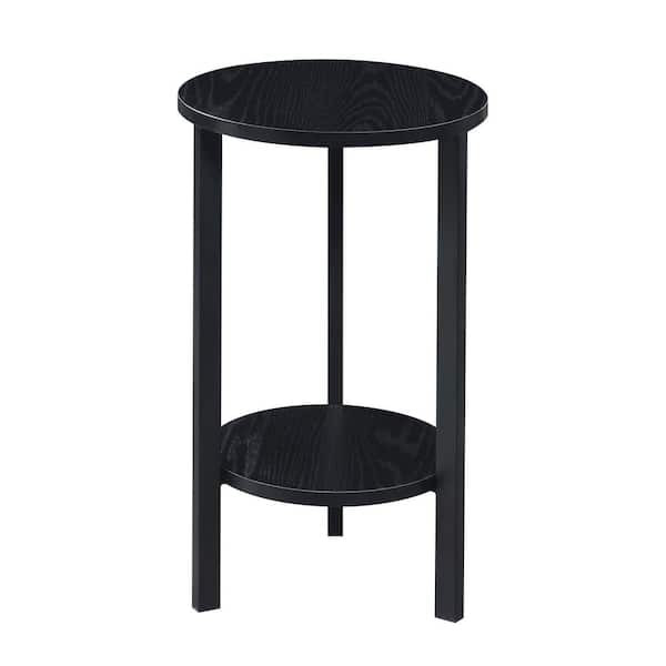 Convenience Concepts Graystone 23.75 in. H Black/Black Low Round Particle Board Indoor Plant Stand with 2-Tiers