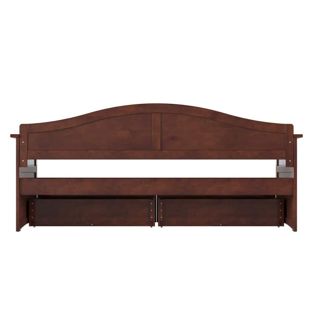 Acadia Walnut Twin Wood Daybed with 2 Storage Drawers
