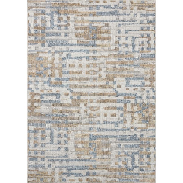 Roxie Ivory / Denim 9 ft. 3 in. x 9 ft. 3 in. Contemporary Area Rug