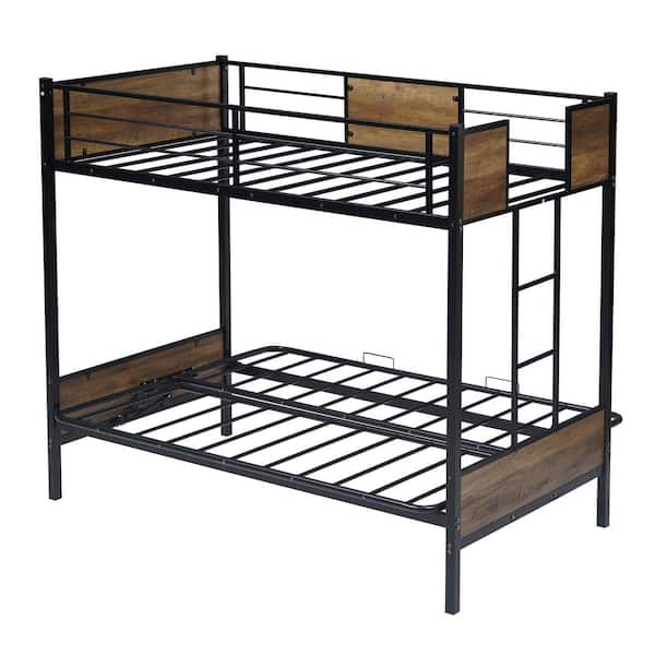 Gojane Black Twin Over Futon Bunk, Twin Over Futon Metal Bunk Bed Assembly Instructions