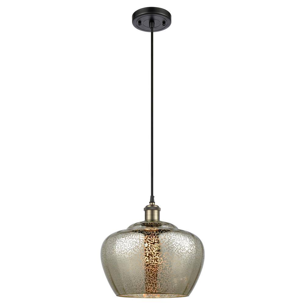 Fenton 100-Watt 1-Light Black Antique Brass Standard Mini Pendant Light with Painted Glass Shade, No Bulbs Included price history on PriceWatchPro