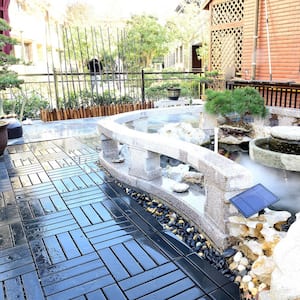 11.8 in. x 11.8 in. Outdoor Square Plastic Interlocking Flooring Deck Tiles for Courtyard Garden(44 pieces) in Gray