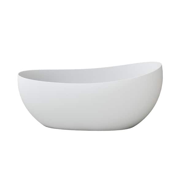 61.42 in. x 29.13 in. Solid Surface Freestanding Bathub with Left Drain in White