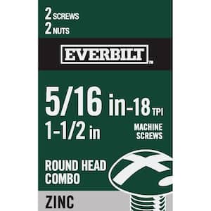 5/16 in.-18 x 1-1/2 in. Combo Round Head Zinc Plated Machine Screw (2-Pack)