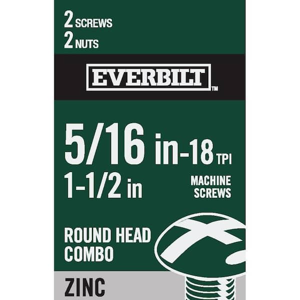 Everbilt 5/16 In.-18 X 1-1/2 In. Combo Round Head Zinc Plated Machine ...