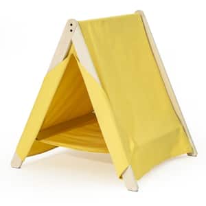 Wooden Indoor Cat Tent Cat House for Small Pets in Yellow