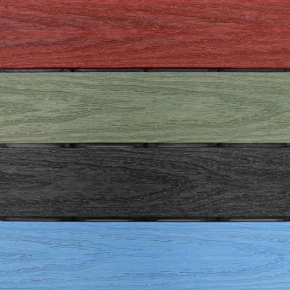 Rainbow Composite Interlocking Deck Tiles for Outdoor Flooring, Set of 10