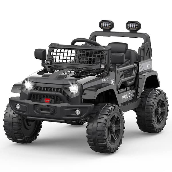Garvee Ride on Truck Car 12V Kids Electric Vehicles with Remote Control Spring Suspension, LED Lights, Bluetooth, Black